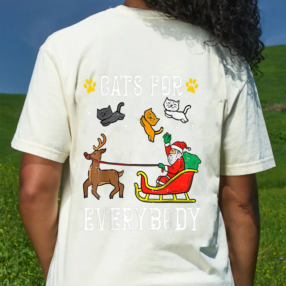 Cats For Everybody Santa Funny Christmas PJs Xmas Women T-Shirt - Cream