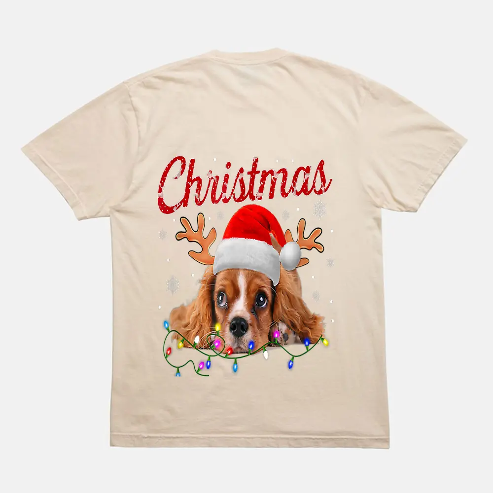 Cavalier King Charles Spaniel Dog Lover Christmas Dogs T-Shirt - Cream Cavalier King Charles Spaniel Dog Lover Christmas Dogs T-Shirt - Cream