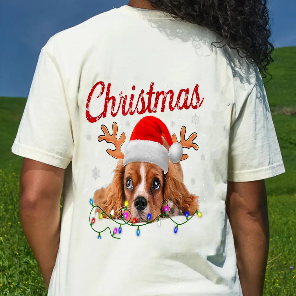 Cavalier King Charles Spaniel Dog Lover Christmas Dogs T-Shirt - Cream