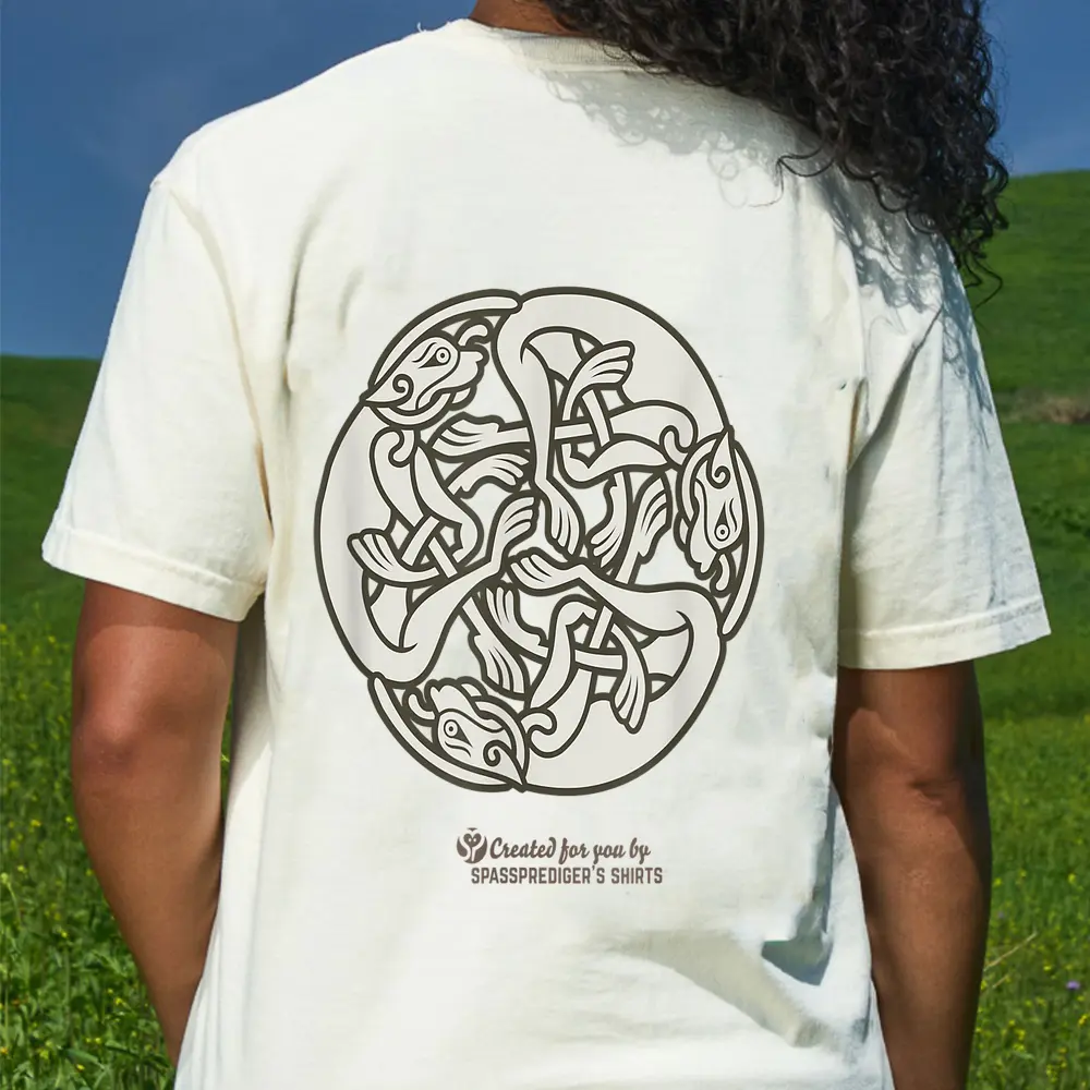 Celtic Design Wolf Dogs Triskelion From Ireland Celtic T-Shirt - Cream