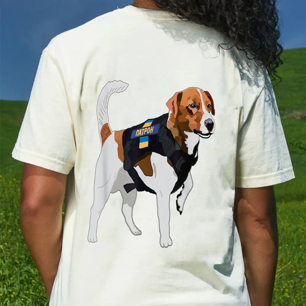 Chernihiv Dog Patron DSNS Ukrainian Jack Russell Terrier T-Shirt - Cream