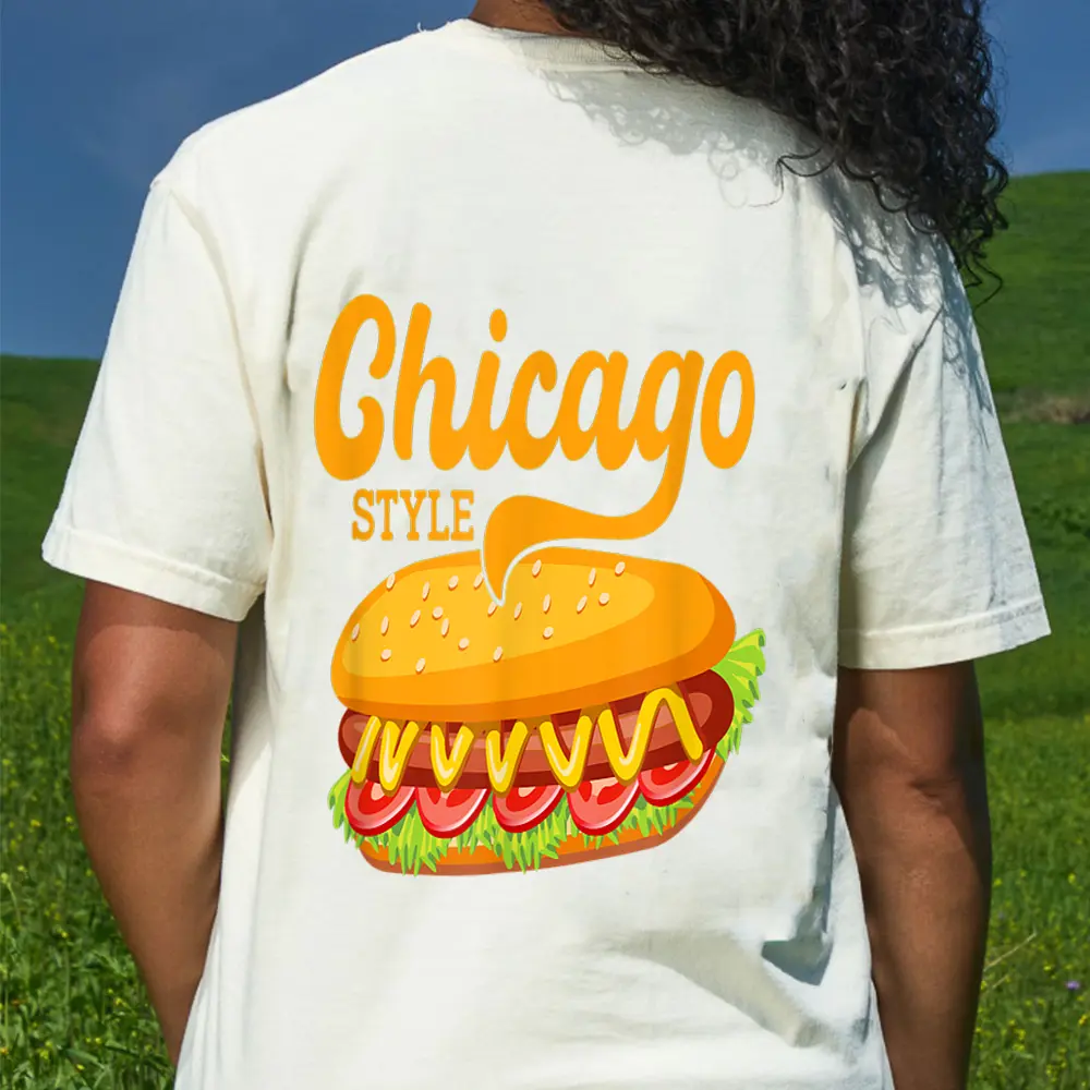 Chicago Style Hotdog Sausage Wiener Foodie T-Shirt - Cream