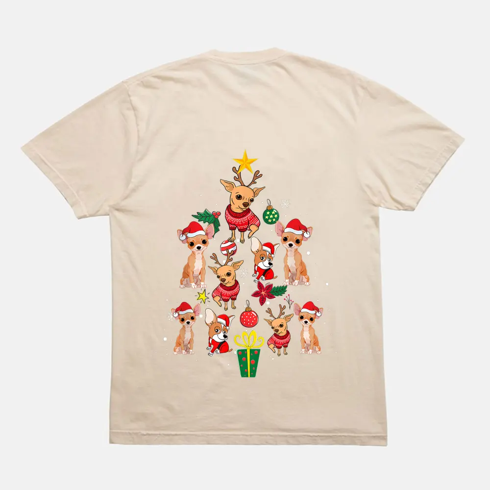 Chihuahua Christmas Tree Funny Xmas Gifts Chihuahua Dog T-Shirt - Cream Chihuahua Christmas Tree Funny Xmas Gifts Chihuahua Dog T-Shirt - Cream