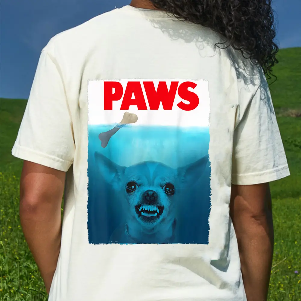 Chihuahua Dog Paws Cute Movie Poster Pet Funny T-Shirt - Cream