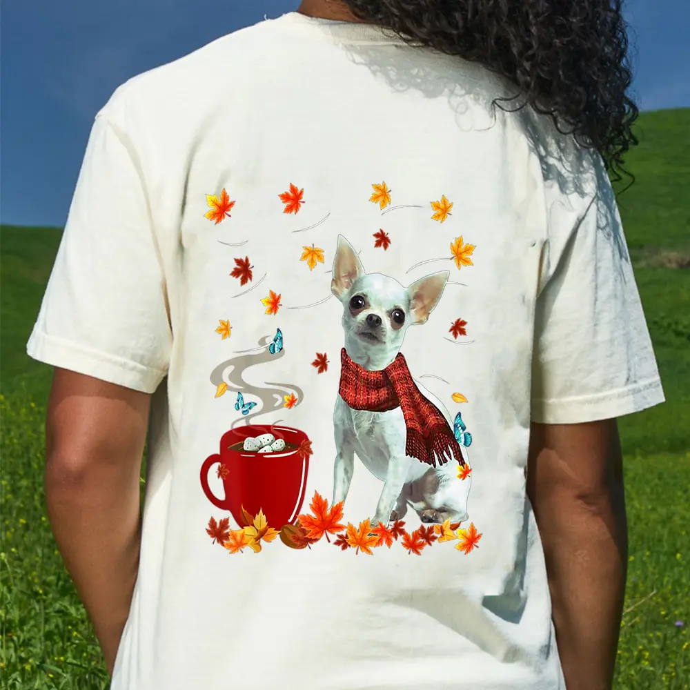 Chihuahua - Fall - Chocolate - Hot - Funny Dog Autumn T-Shirt - Cream