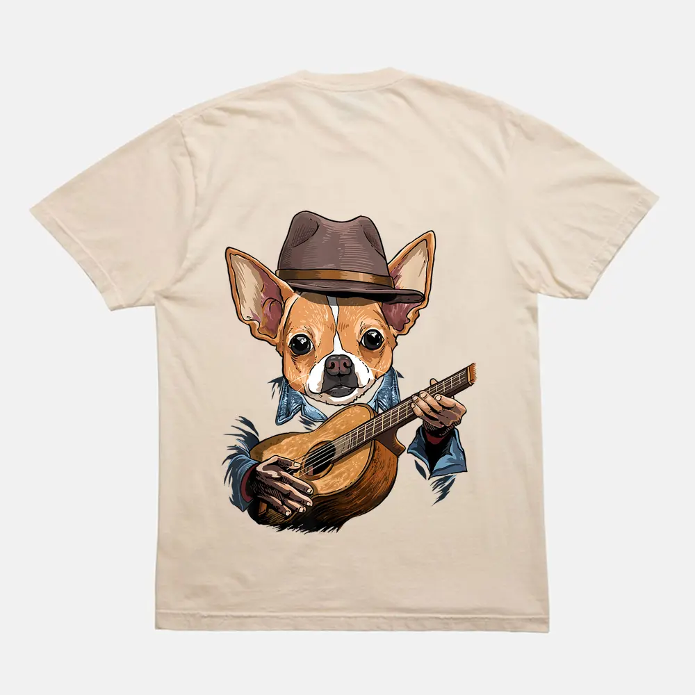 Chihuahua Playing Guitar Pet Toy Dog Lover Guitar Player T-Shirt - Cream Chihuahua Playing Guitar Pet Toy Dog Lover Guitar Player T-Shirt - Cream