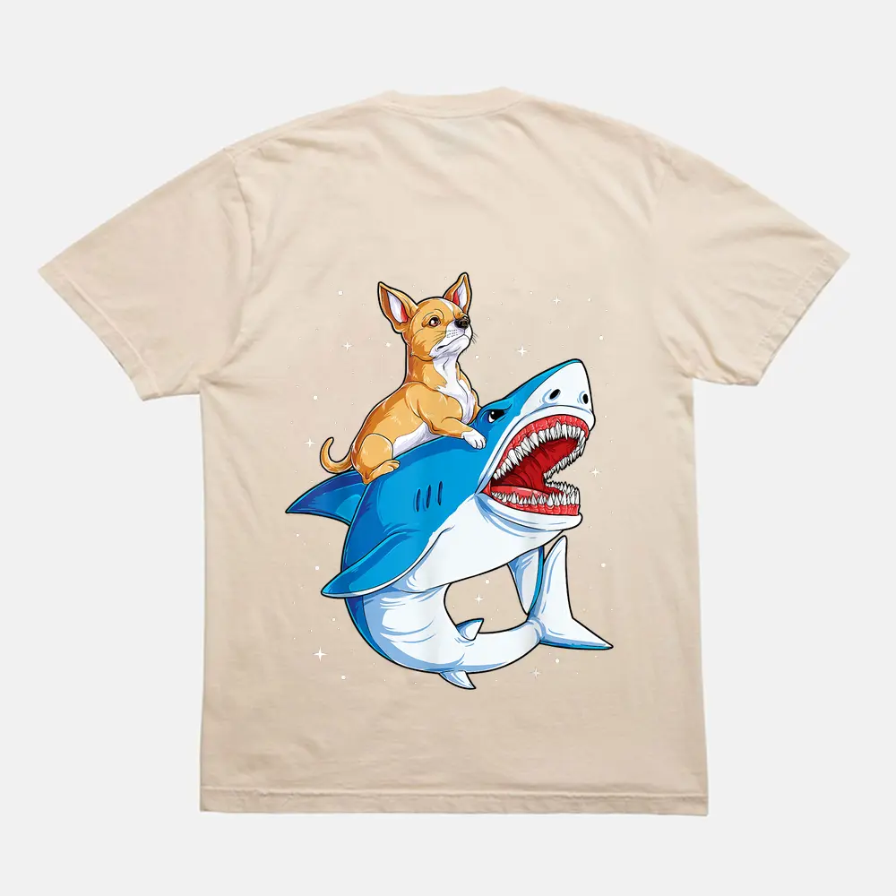 Chihuahua Riding Shark Jawsome Dog Lover Gifts Space Galaxy T-Shirt - Cream Chihuahua Riding Shark Jawsome Dog Lover Gifts Space Galaxy T-Shirt - Cream