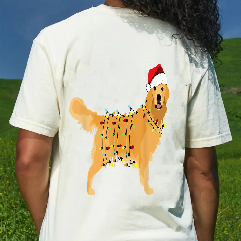 Christmas Golden Retriever Happy New Year Gift For Dog Lover T-Shirt - Cream