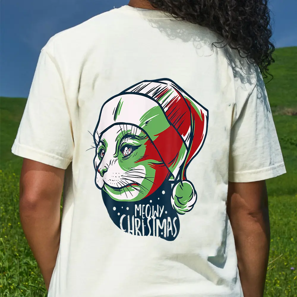 Christmask Cat Meowy Catmas Funny Men Women Ee Gift T-Shirt - Cream