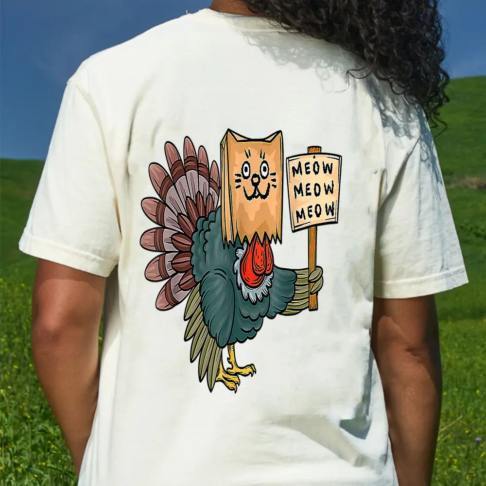 Cool Turkey Fake Cat Funny Thanksgiving Boys Girls Kids Gift T-Shirt - Cream