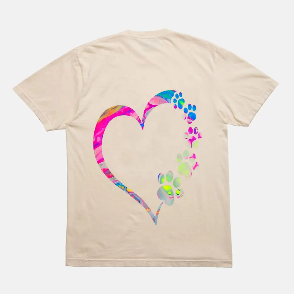 Tie Dye Design - Dog Mom Dad Puppy Love Dogs Paw Print Heart T-Shirt - Cream Tie Dye Design - Dog Mom Dad Puppy Love Dogs Paw Print Heart T-Shirt - Cream