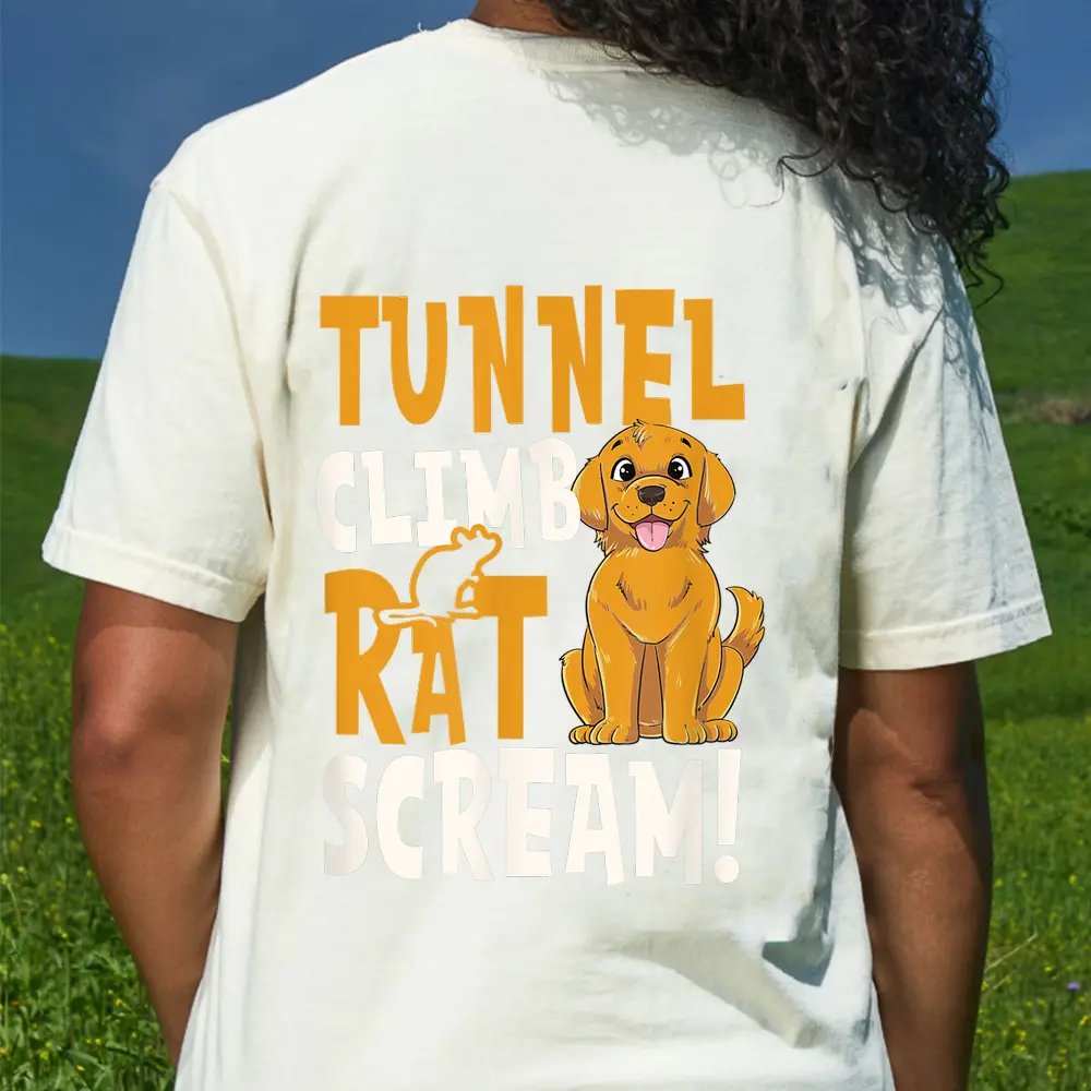 Tunnel Climb Rat Scream Design Barn Hunt T-Shirt - Cream