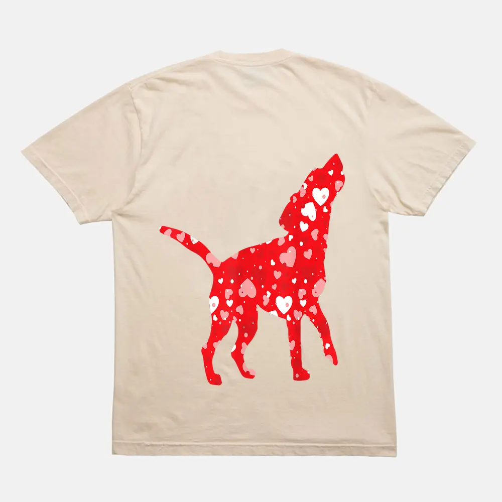 Valentines Matching Couple Love Hearts Beagle Dog T-Shirt - Cream Valentines Matching Couple Love Hearts Beagle Dog T-Shirt - Cream