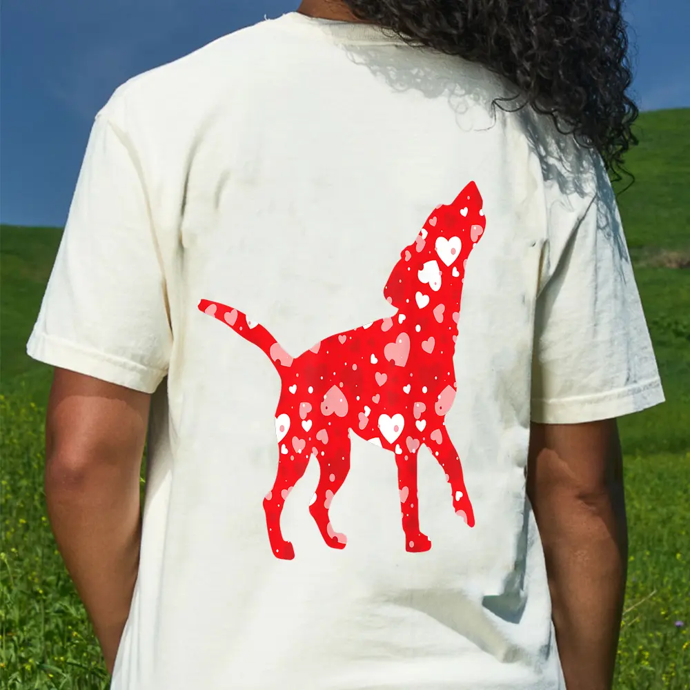 Valentines Matching Couple Love Hearts Beagle Dog T-Shirt - Cream