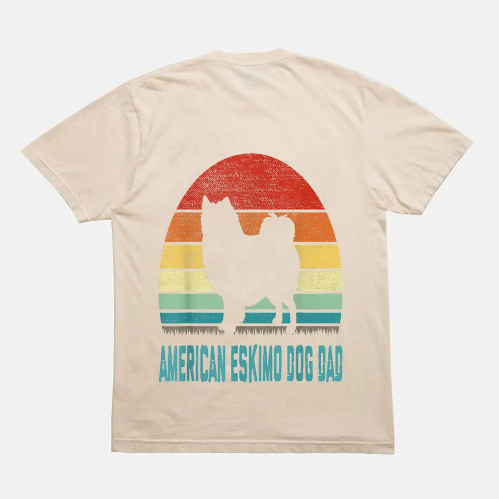Vintage American Eskimo Dog Dad - Dog Lover T-Shirt - Cream Vintage American Eskimo Dog Dad - Dog Lover T-Shirt - Cream