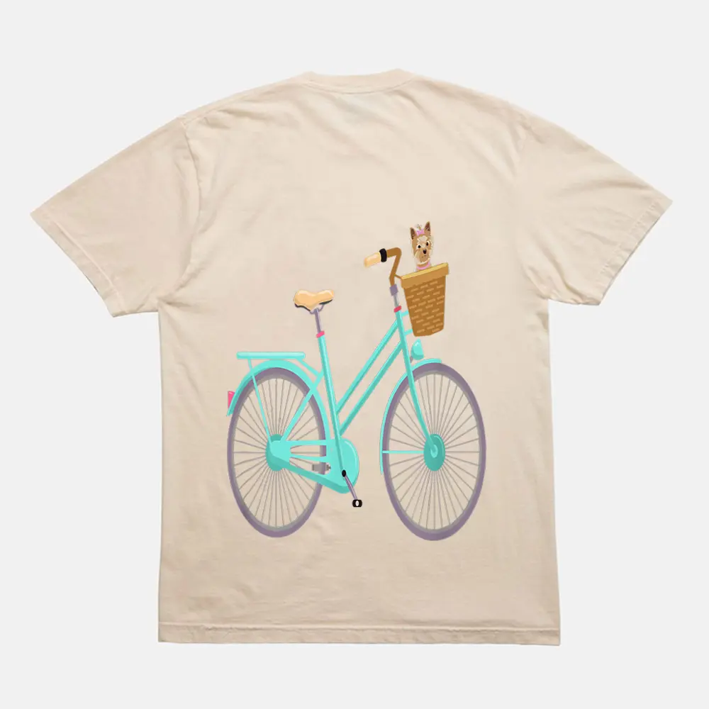 Vintage Antique Bicycle Adorable Puppy Dog In Basket T-Shirt - Cream Vintage Antique Bicycle Adorable Puppy Dog In Basket T-Shirt - Cream