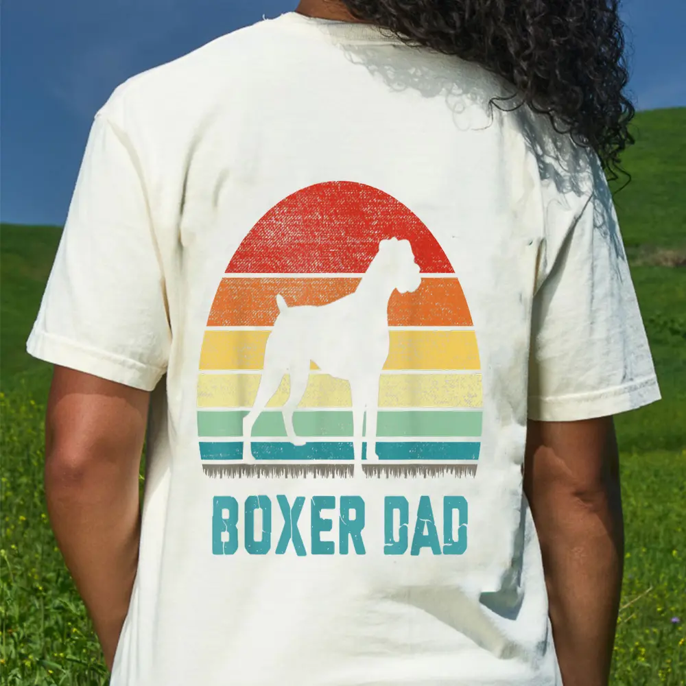 Vintage Boxer Dad - Dog Lover T-Shirt - Cream