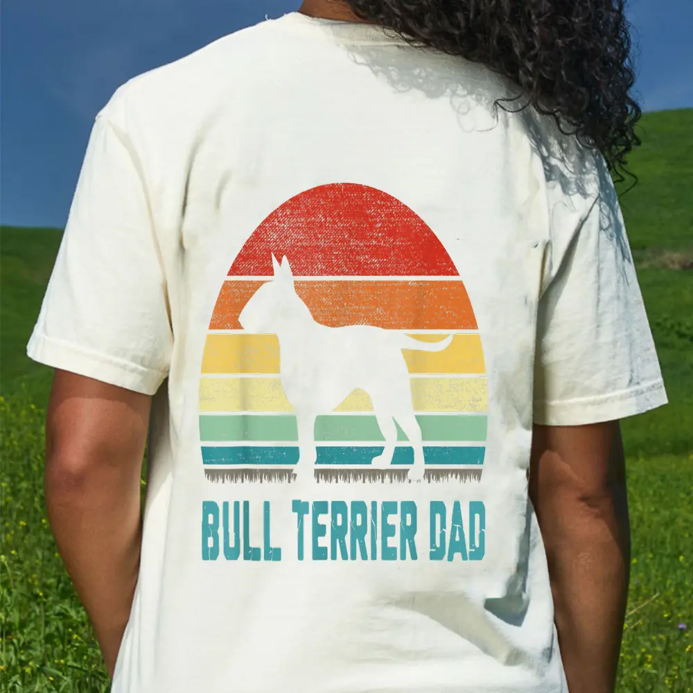 Vintage Bull Terrier Dad - Dog Lover T-Shirt - Cream