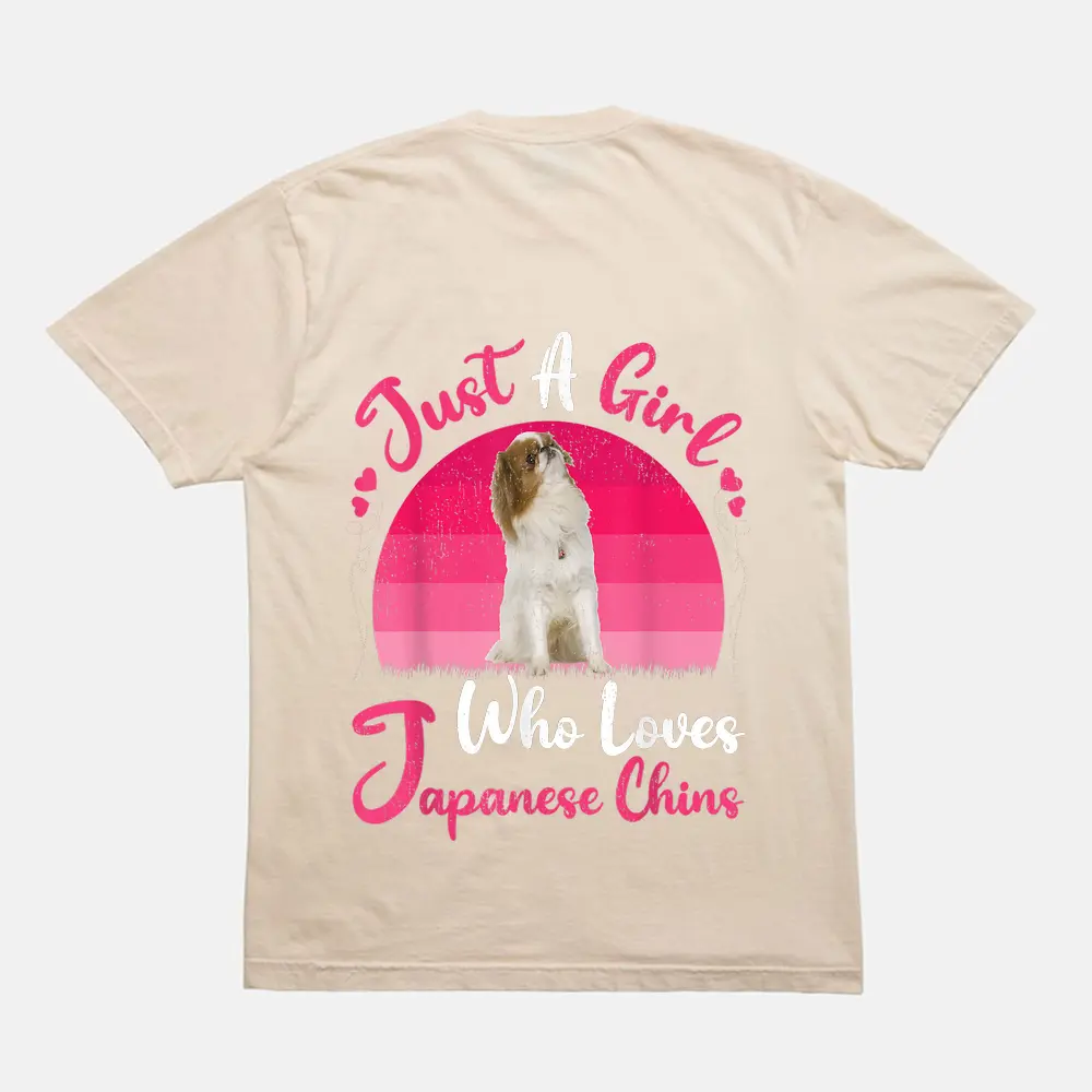 Vintage Dog Lover Just A Girl Who Loves Japanese Chins T-Shirt - Cream Vintage Dog Lover Just A Girl Who Loves Japanese Chins T-Shirt - Cream
