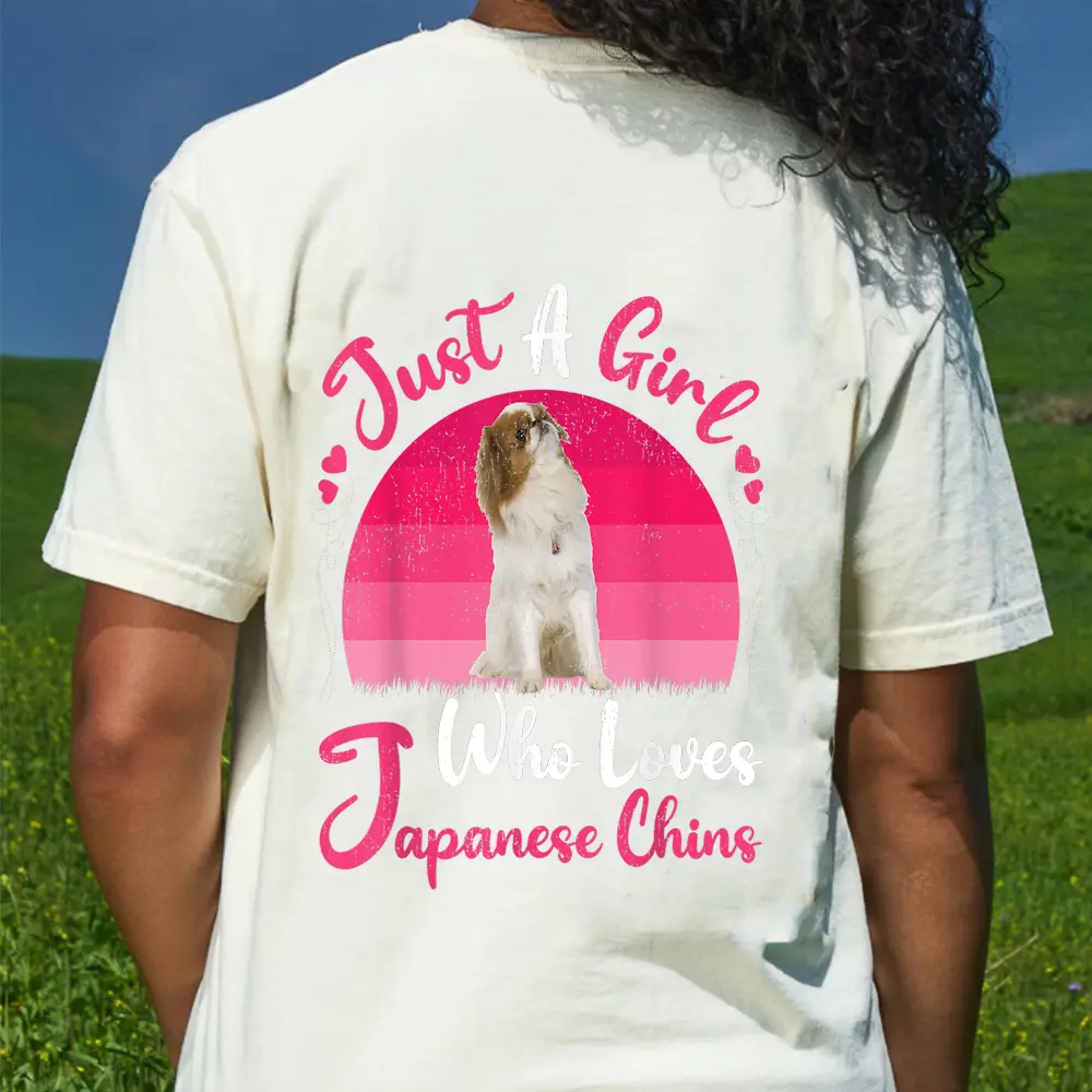 Vintage Dog Lover Just A Girl Who Loves Japanese Chins T-Shirt - Cream