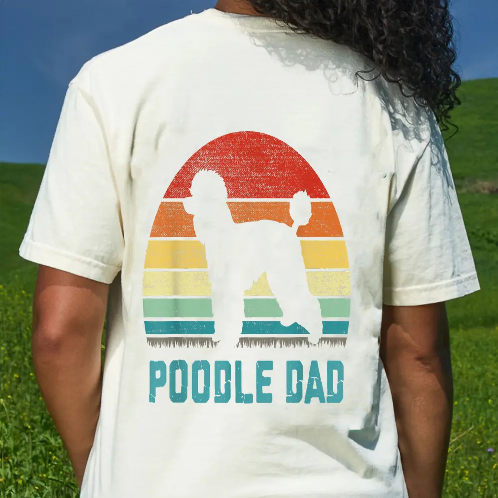 Vintage Poodle Dad - Dog Lover T-Shirt - Cream