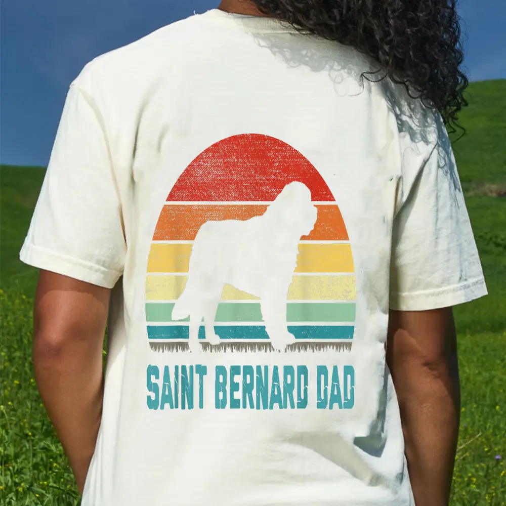 Vintage Saint Bernard Dad - Dog Lover T-Shirt - Cream