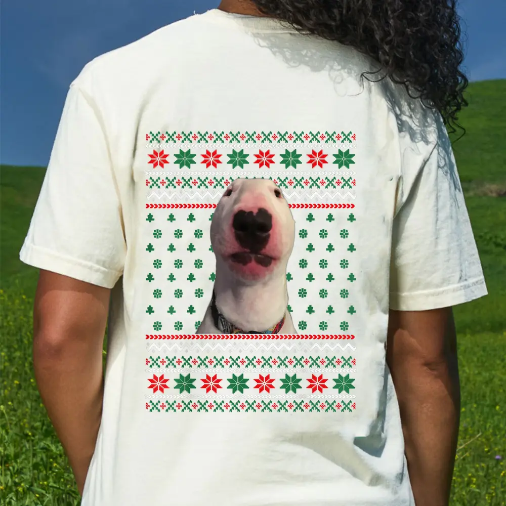 Walter Dog Meme Ugly Christmas  Xmas Funny Pajama T-Shirt - Cream