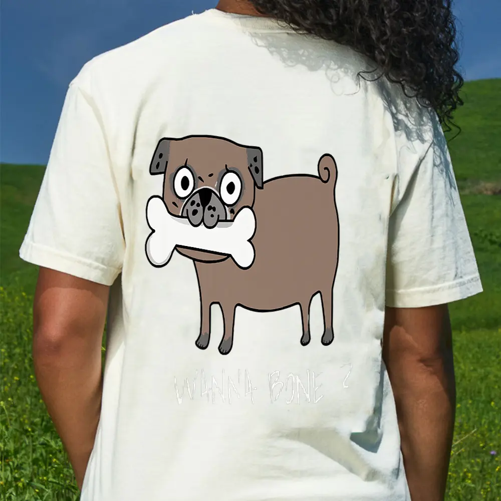 Wanna-Bone Funny Dog T-Shirt - Cream