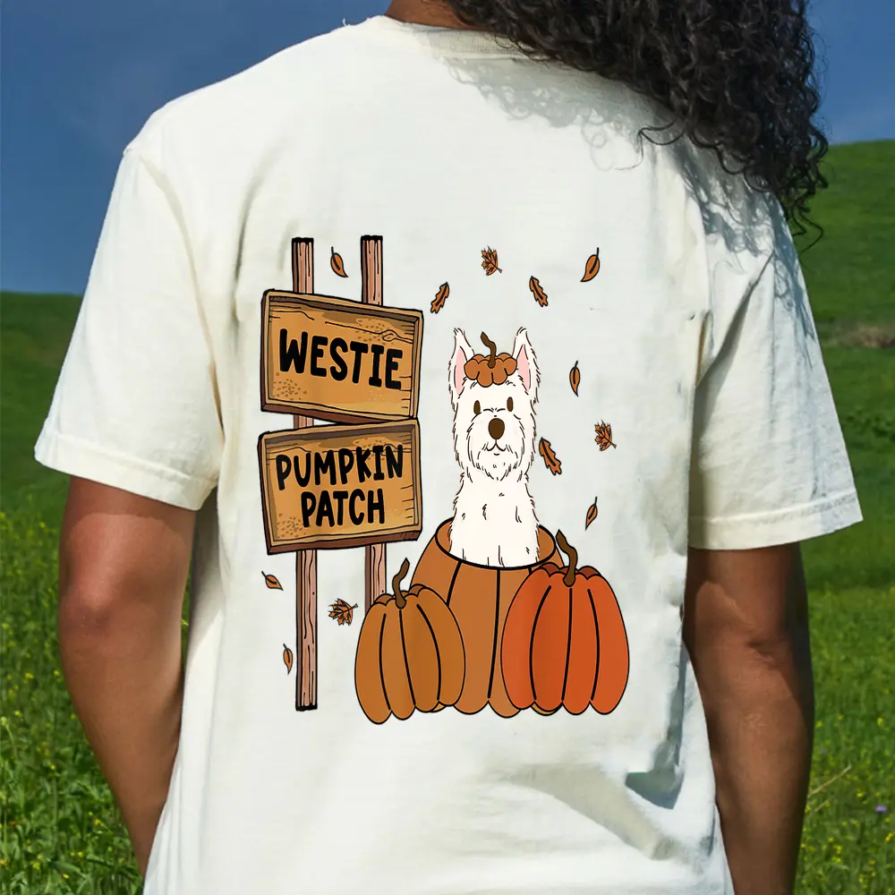 Westie Pumpkin Patch Dog Lovers Thanksgiving Halloween T-Shirt - Cream