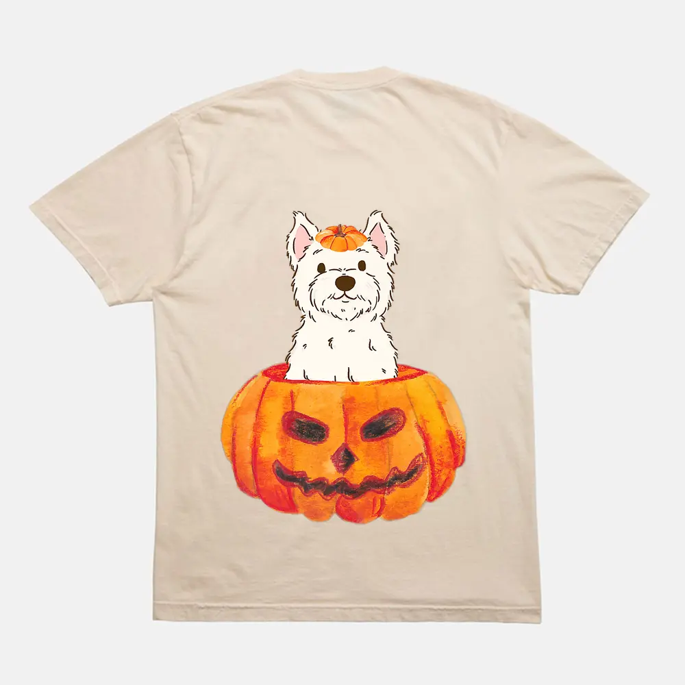 Westie Pumpkin West Highland White Terrier Dog Halloween T-Shirt - Cream Westie Pumpkin West Highland White Terrier Dog Halloween T-Shirt - Cream