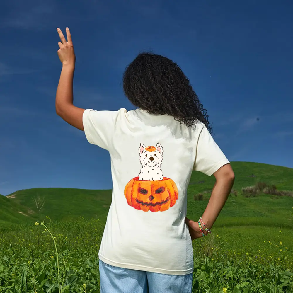 Westie Pumpkin West Highland White Terrier Dog Halloween T-Shirt - Cream Westie Pumpkin West Highland White Terrier Dog Halloween T-Shirt - Cream