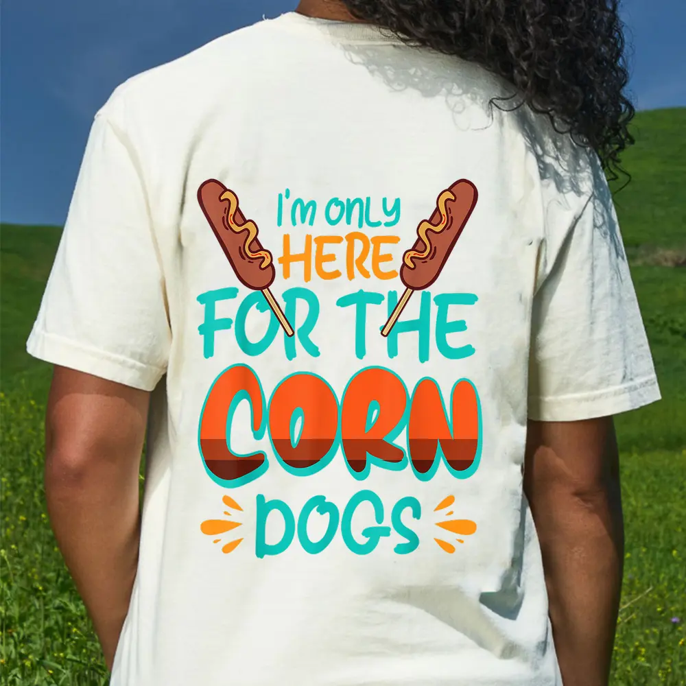 Wh Vwol I'm Only Here For The Corn Dogs T-Shirt - Cream