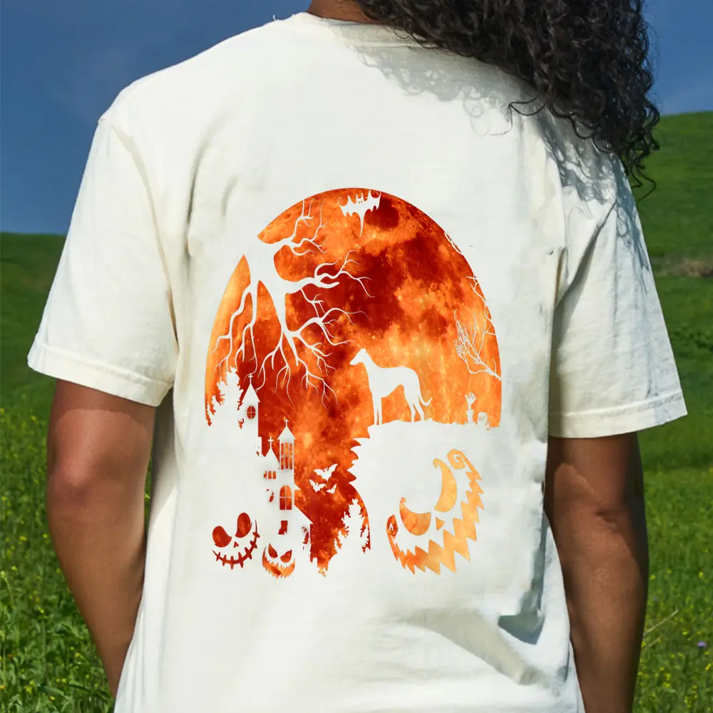 Whippet And Moon Halloween Costume Pumpkin Dog Lover T-Shirt - Cream