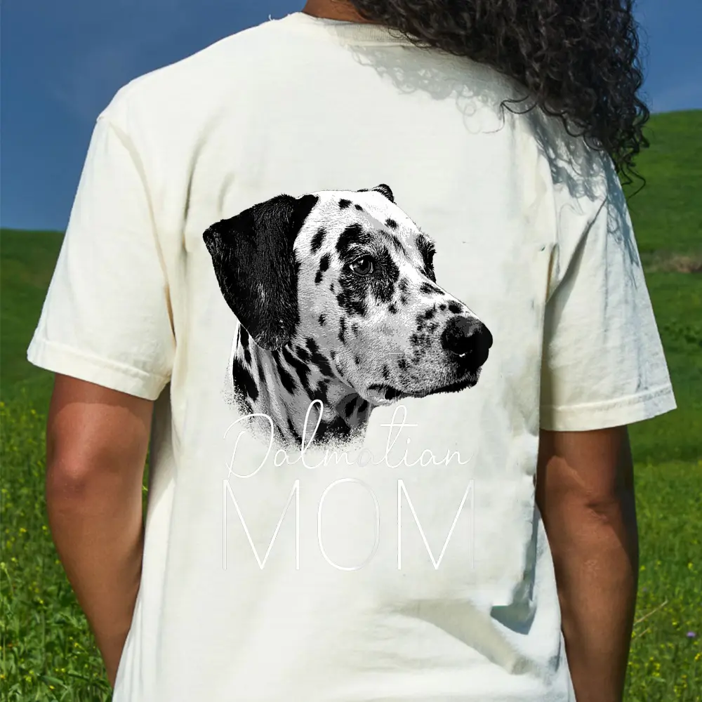 Womens Dalmatian Mom - Dog T-Shirt - Cream