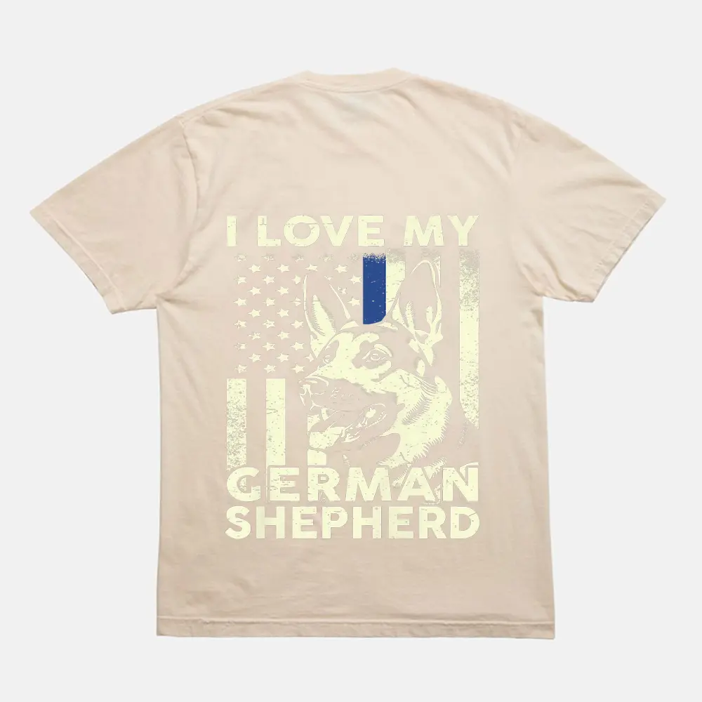 Womens I Love My Dogs German Shepherd Dog T-Shirt - Cream Womens I Love My Dogs German Shepherd Dog T-Shirt - Cream