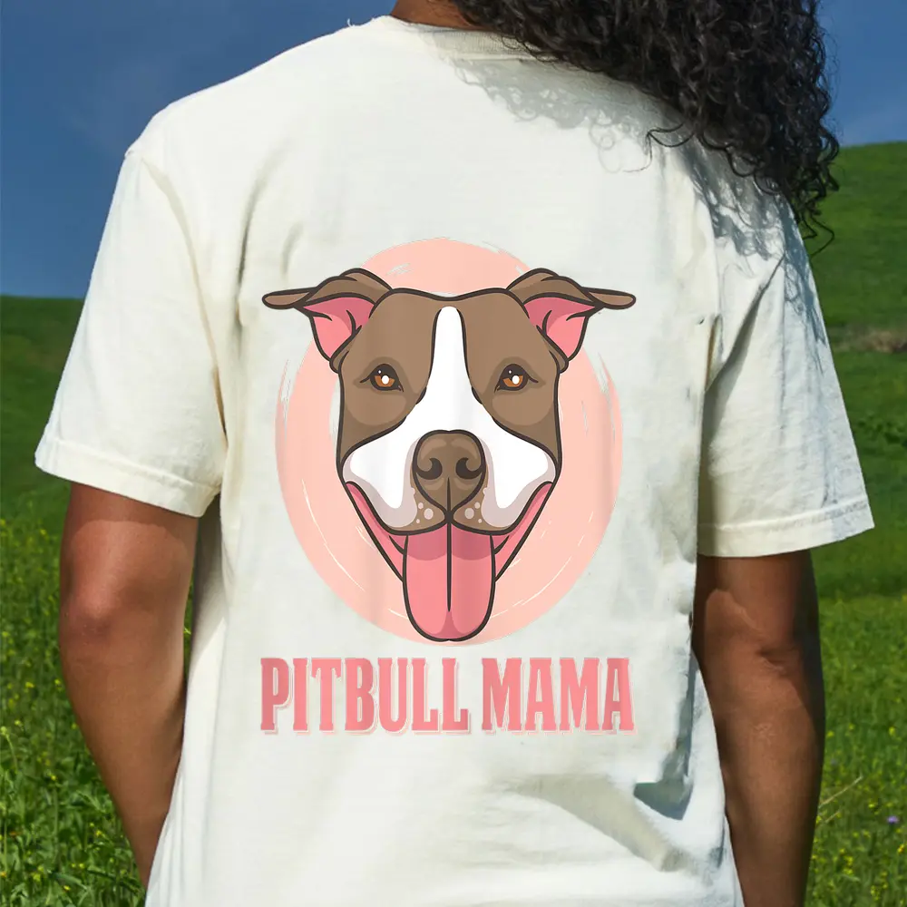 Womens Pit Bull Dog Pitbull Face  Pitbull Lover  Pitty Mom T-Shirt - Cream