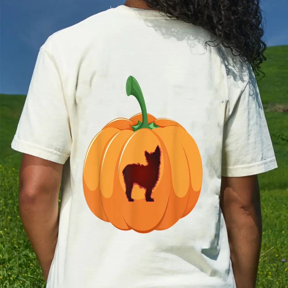 Yorkie Halloween Dog Pumpkin T-Shirt - Cream