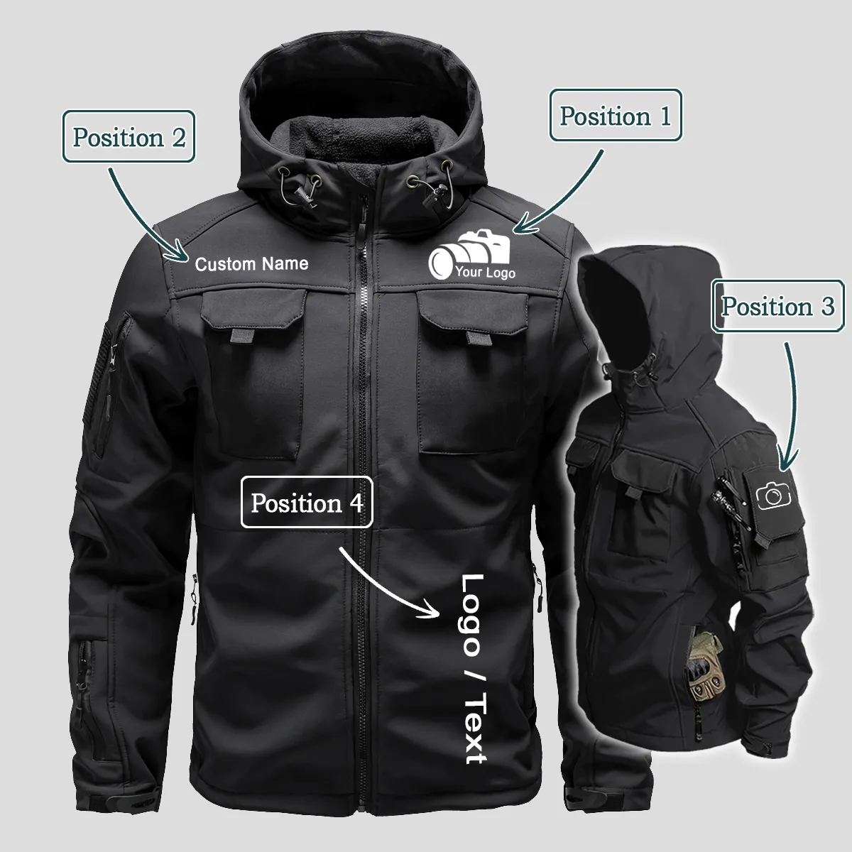 Custom Your Logo Outdoor Tactical Beetle Hooded Jacket With Pockets