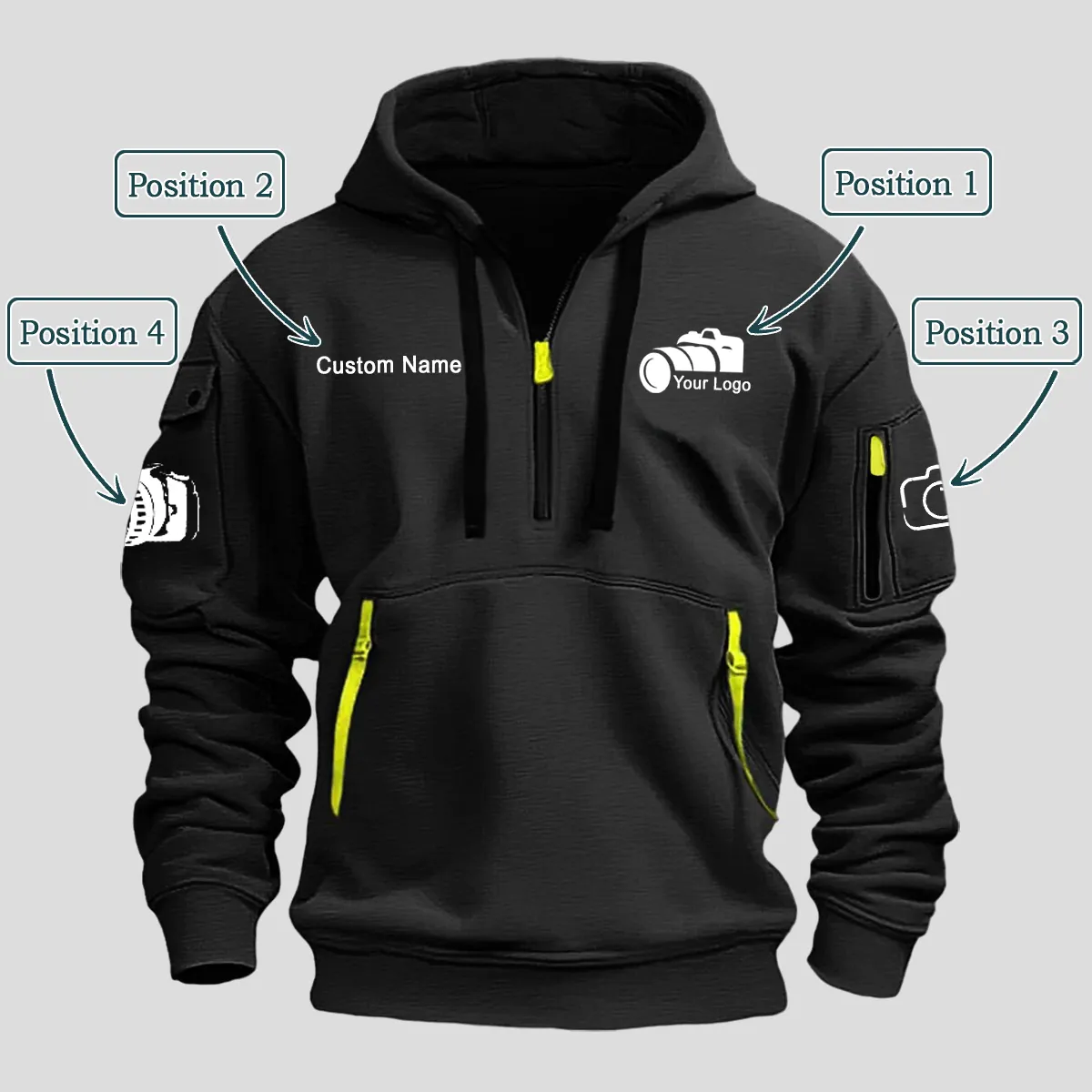 Custom Your Logo Fashion Hoodie Half Zipper
