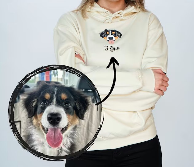 Custom Embroidered Hoodie With Your Image, Personalized with Your Photo Embroidery