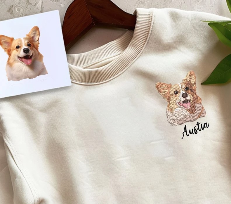 Custom Embroidered Sweatshirt, Personalized with Your Photo Embroidery