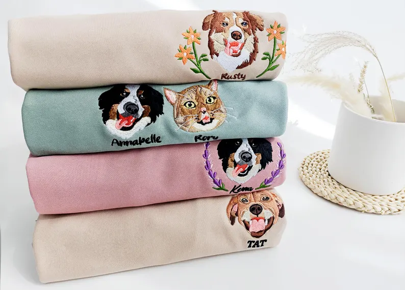 Custom Embroidered Sweatshirt, Personalized with Your Photo Embroidery